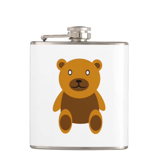 Brown teddy bear clipart hip flask (Front)