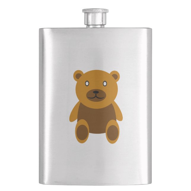 Brown teddy bear clipart hip flask (Front)