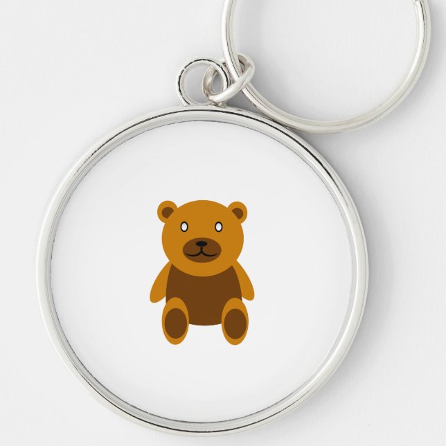 Brown teddy bear clipart key ring (Front)