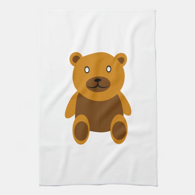 Brown teddy bear clipart tea towel (Vertical)