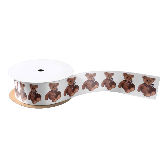 brown teddy bear doll satin ribbon (Spool)