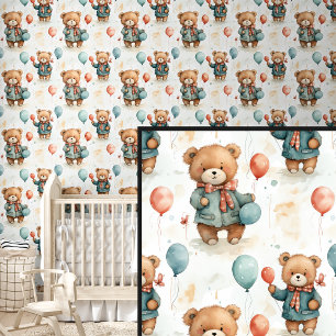 Brown Teddy Bear Friends & Balloons Wallpaper