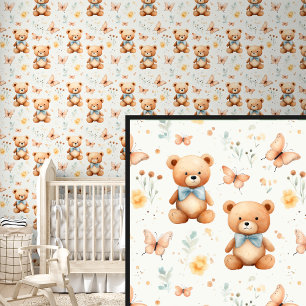 Brown Teddy Bear Friends & Butterflies Wallpaper