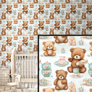 Brown Teddy Bear Friends Tea Party Picnic Wallpaper