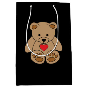 Brown Teddy Bear Heart Valentine's Day I Love You Medium Gift Bag