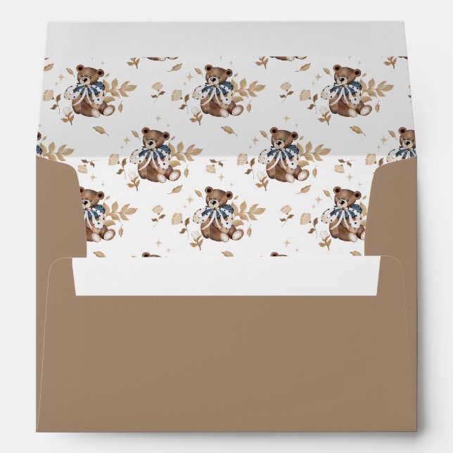 Brown Teddy Bear It's A Boy! Shower Napkins Envelope (Back (Bottom))