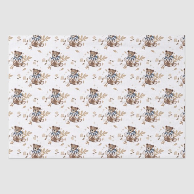 Brown Teddy Bear It's A Boy! Shower Napkins Tissue Paper (Front)