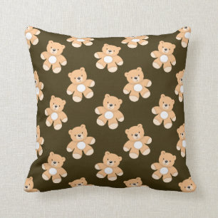 Brown Teddy Bear Pattern Cushion