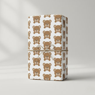 Brown Teddy Bear Pattern Gift Wrap
