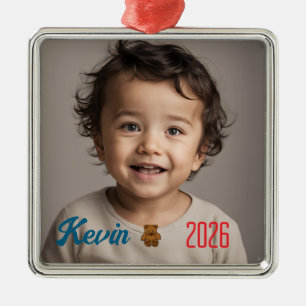 brown teddy bear - personalised metal ornament