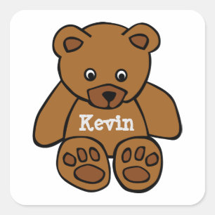 brown teddy bear - personalised square sticker