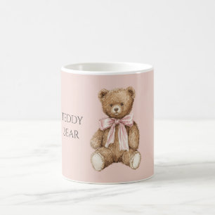 Brown Teddy Bear Pink Bow Coffee Mug