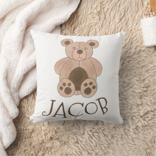 Brown Teddy Bear Plush Stuffed Animal Personalised Cushion