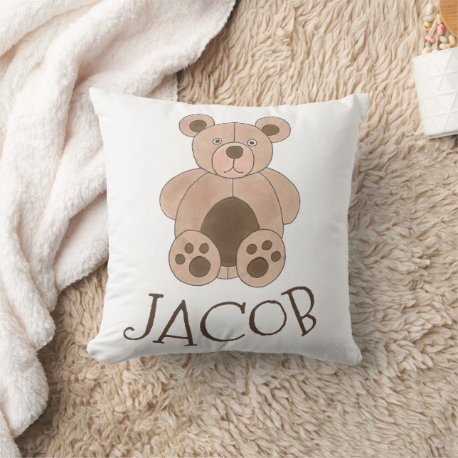 Brown Teddy Bear Plush Stuffed Animal Personalised Cushion (Blanket)