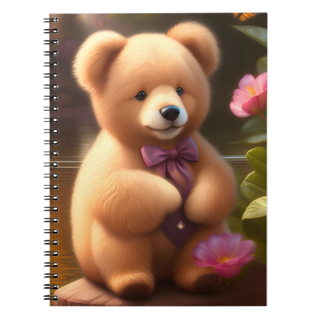 Brown Teddy Bear Spiral Notebook  (Front)