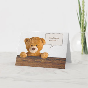brown teddy bear with humor birthday text bubble card