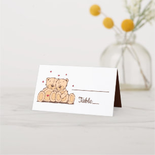 Brown Teddy Bears Love Wedding Party Bridal Shower Place Card