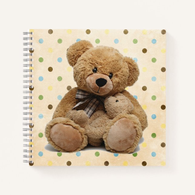 Brown Teddy Bears On Polka Dots Notebook (Front)