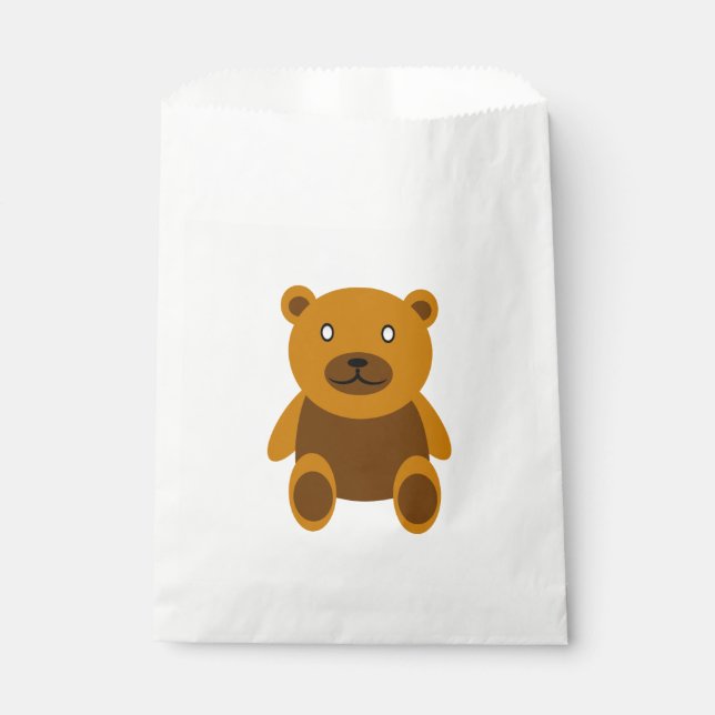 Brown teddybear clipart favour bag (Front)