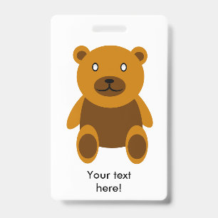 Brown teddybear clipart ID badge