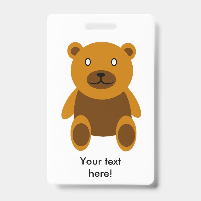 Brown teddybear clipart ID badge (Front)