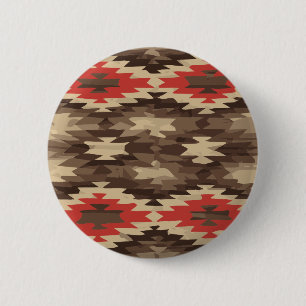 Brown/Terra Cotta Navajo Pattern 6 Cm Round Badge