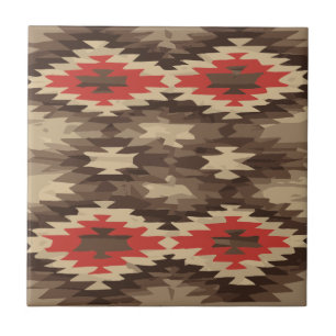 Brown/Terra Cotta Navajo Pattern Ceramic Tile