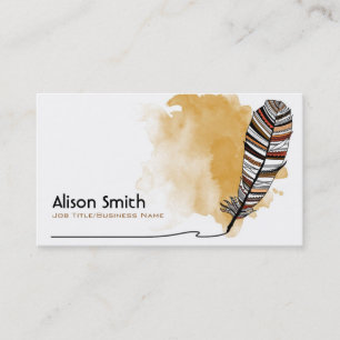 Brown/terracotta Aztec Feather Business Card