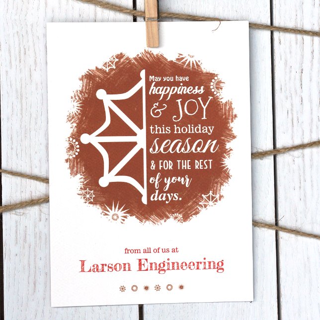 Brown, Terracotta, Red Company Christmas Card (Burnt Orange Company Christmas Holiday Greeting Cards, Modern Orange Company Logo)