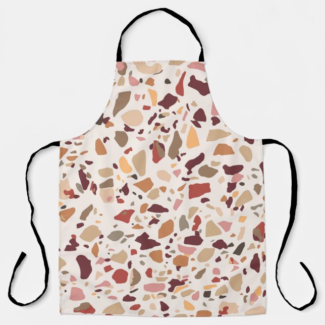 Brown terrazzo: vintage, trendy pattern. apron (Front)