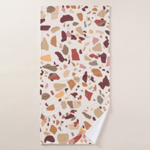 Brown terrazzo: vintage, trendy pattern. bath towel