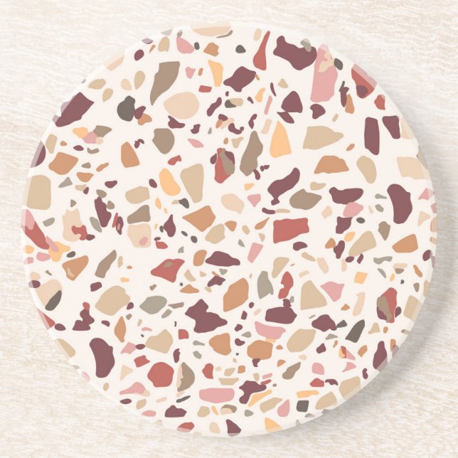 Brown terrazzo: vintage, trendy pattern. coaster (Front)