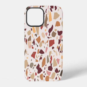 Brown terrazzo: vintage, trendy pattern. iPhone 12 case