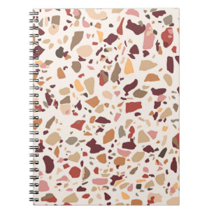 Brown terrazzo: vintage, trendy pattern. notebook