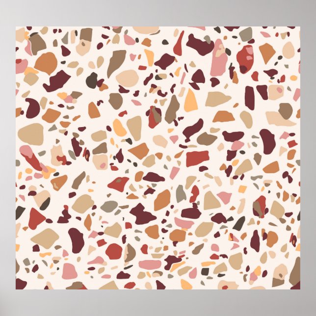Brown terrazzo: vintage, trendy pattern. poster (Front)