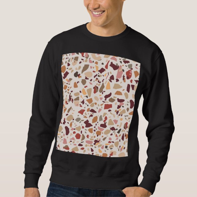 Brown terrazzo: vintage, trendy pattern. sweatshirt (Front)