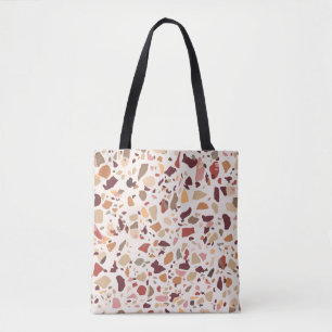Brown terrazzo: vintage, trendy pattern. tote bag