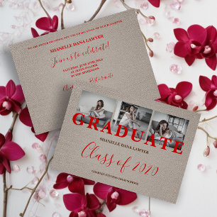 Brown Textile Modern Three Photos Graduation