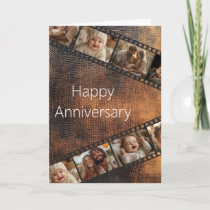 Brown Texture Film Strip Photo Anniversary Card