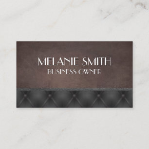 Brown Texture Leather Trim   Upholstered Business Card