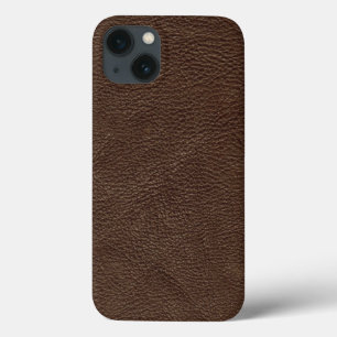 Brown Textured Leather iPhone 13 Case