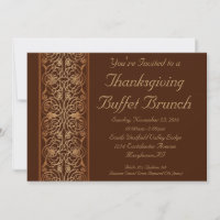 Brown Thanksgiving Dinner or Buffet Invitations