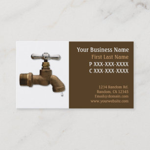 Brown theme plumbing faucet business cards
