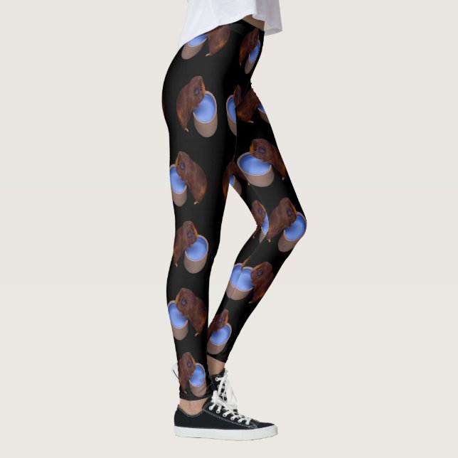 Brown Thirsty Guinea Pigs Pattern, Leggings (Right)