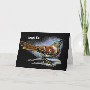 Brown Thrasher: Bird: Wildlife Art: Thank You Card