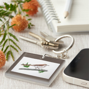 Brown Thrasher Keychain