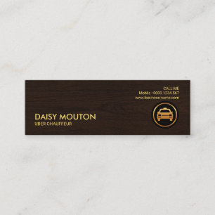 Brown Timber Grain Minimalist TAXI Chauffeur Mini Business Card