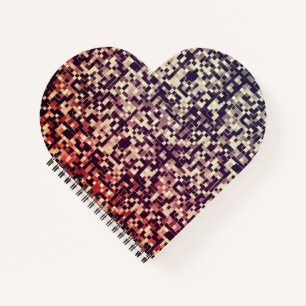 Brown to red, tile or small squares type pixeled notebook
