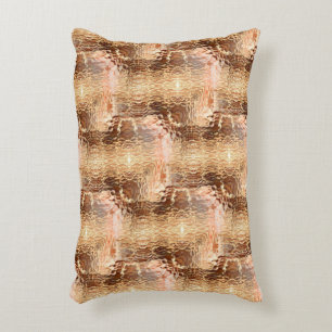 Brown to salmon, hammered bent glass repeated decorative cushion