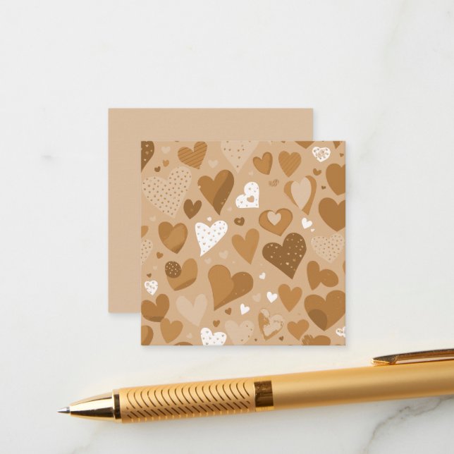 Brown-toned hearts pattern. enclosure card (Front/Back In Situ)